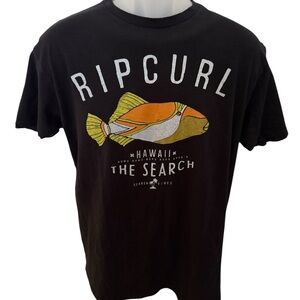 RIP CURL “The Search” Fish Tropical Surf Tee Shirt Men L Large Standard Fit